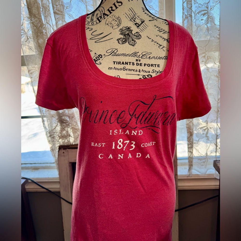 PEI Canada with low scoop neckline Tshirt.